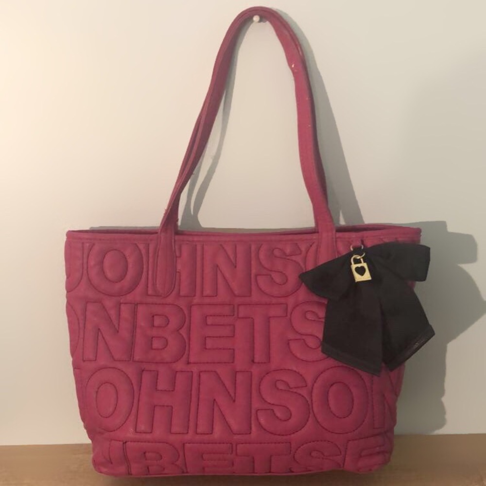 BETSEY JOHNSON Pink Tote Bag w Button Snap Closure